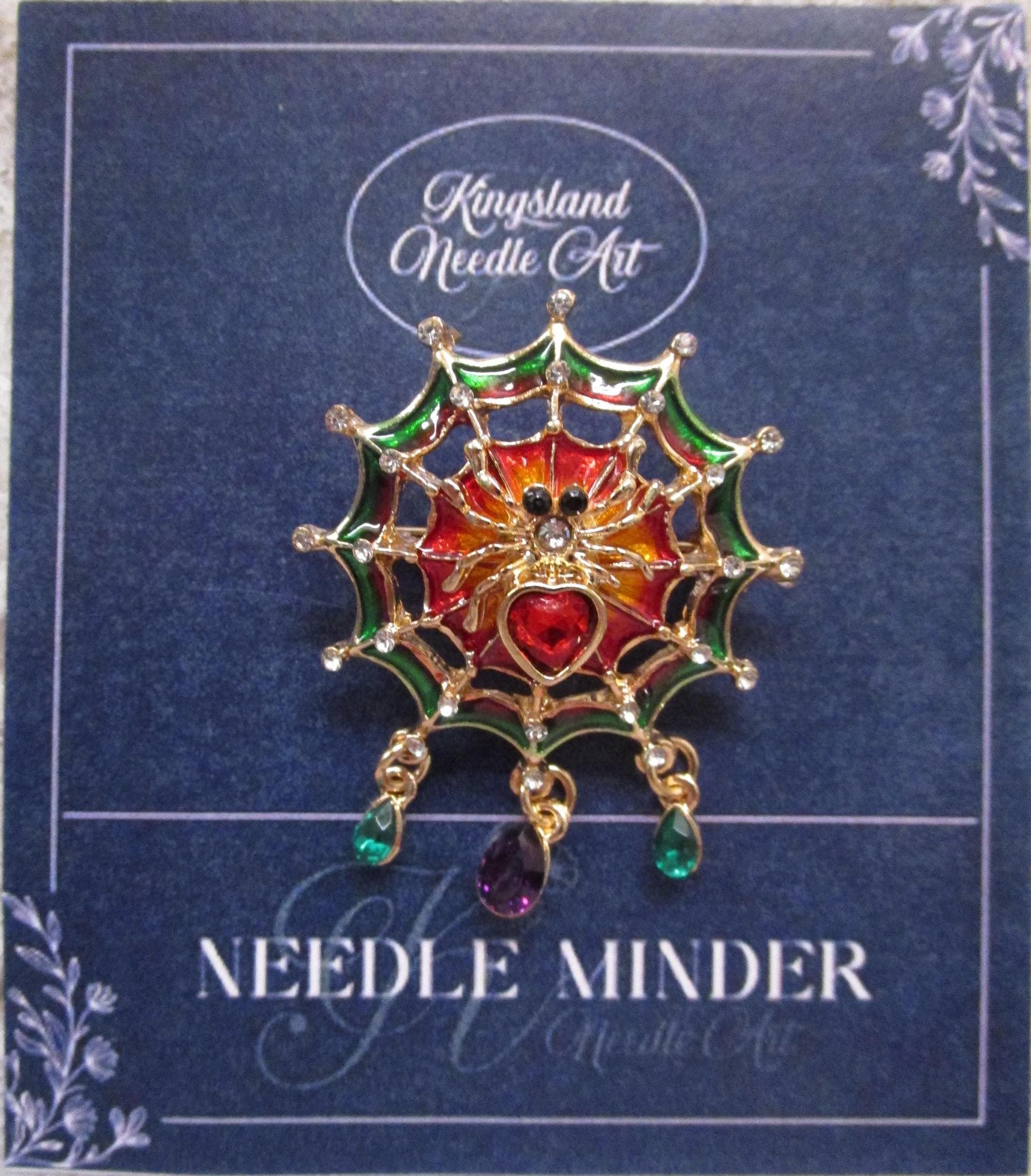 KINGSLAND NEEDLE MINDER ~ Spider Web Needle Minder, Needle Dock, Swarovski Crystal Enamel Magnet, Needle Garage, Needleminder