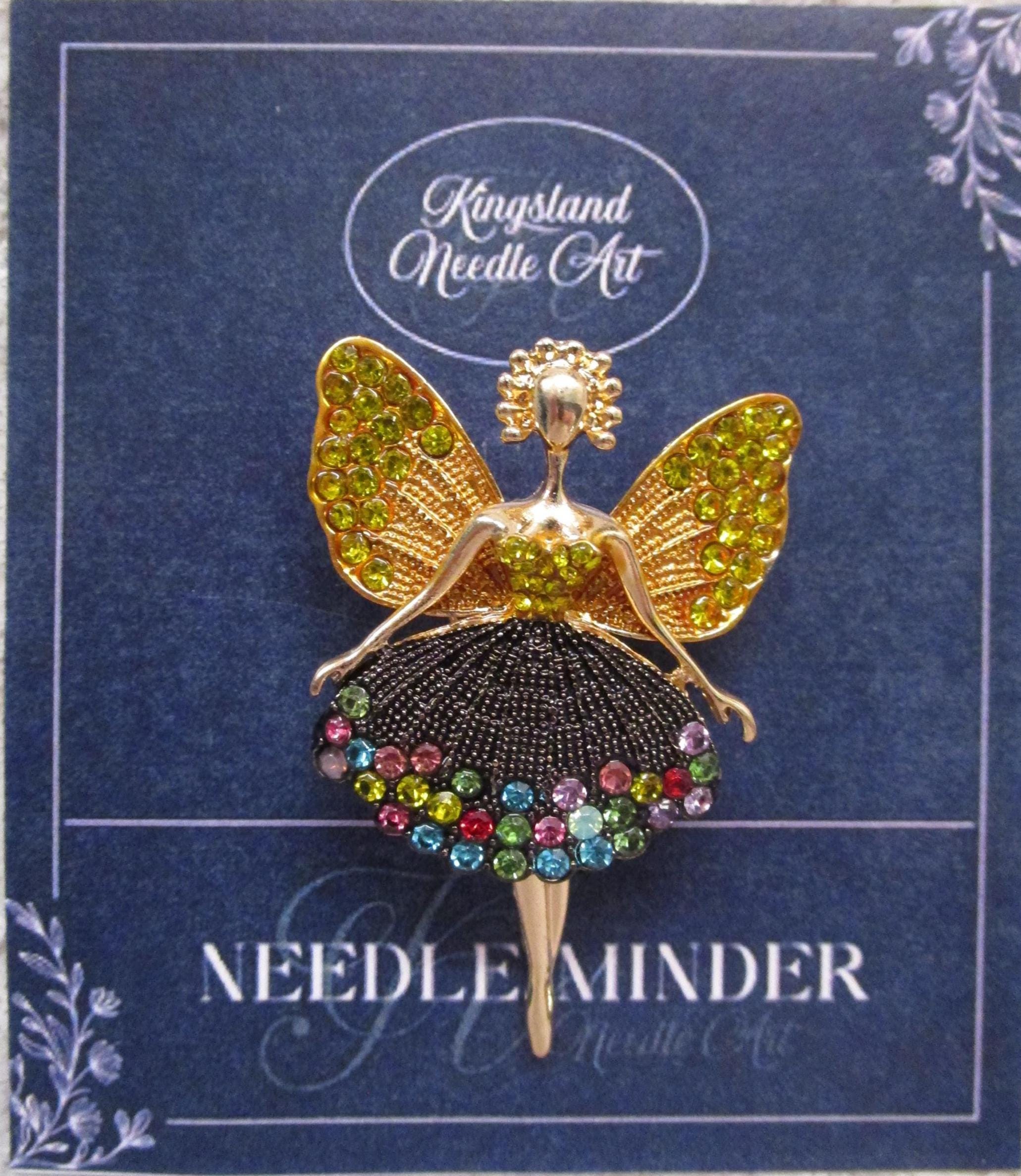 KINGSLAND NEEDLE MINDER ~ Butterfly Ballerina Dancer Needle Minder, Needle Dock, Swarovski Crystal, Magnet, Needle Garage, Needleminder
