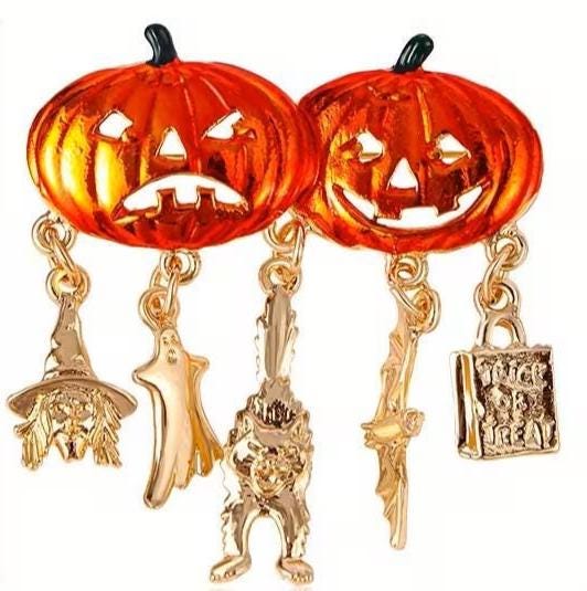 BAR PIN BROOCH ~ "Halloween Pumpkin Heads" ~ Jewelry, Great Gift Idea, Pin