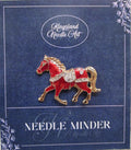KINGSLAND NEEDLE MINDER ~ Red Horse Needle Minder, Needle Dock, Swarovski Crystal Enamel Magnet, Needle Garage, Needleminder