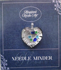 KINGSLAND NEEDLE MINDER ~ Black & Aqua Dota Silver Foil Heart ~ Murano Glass Lampwork, Venetian Glass, Needle Dock, Needleminder, MGS16