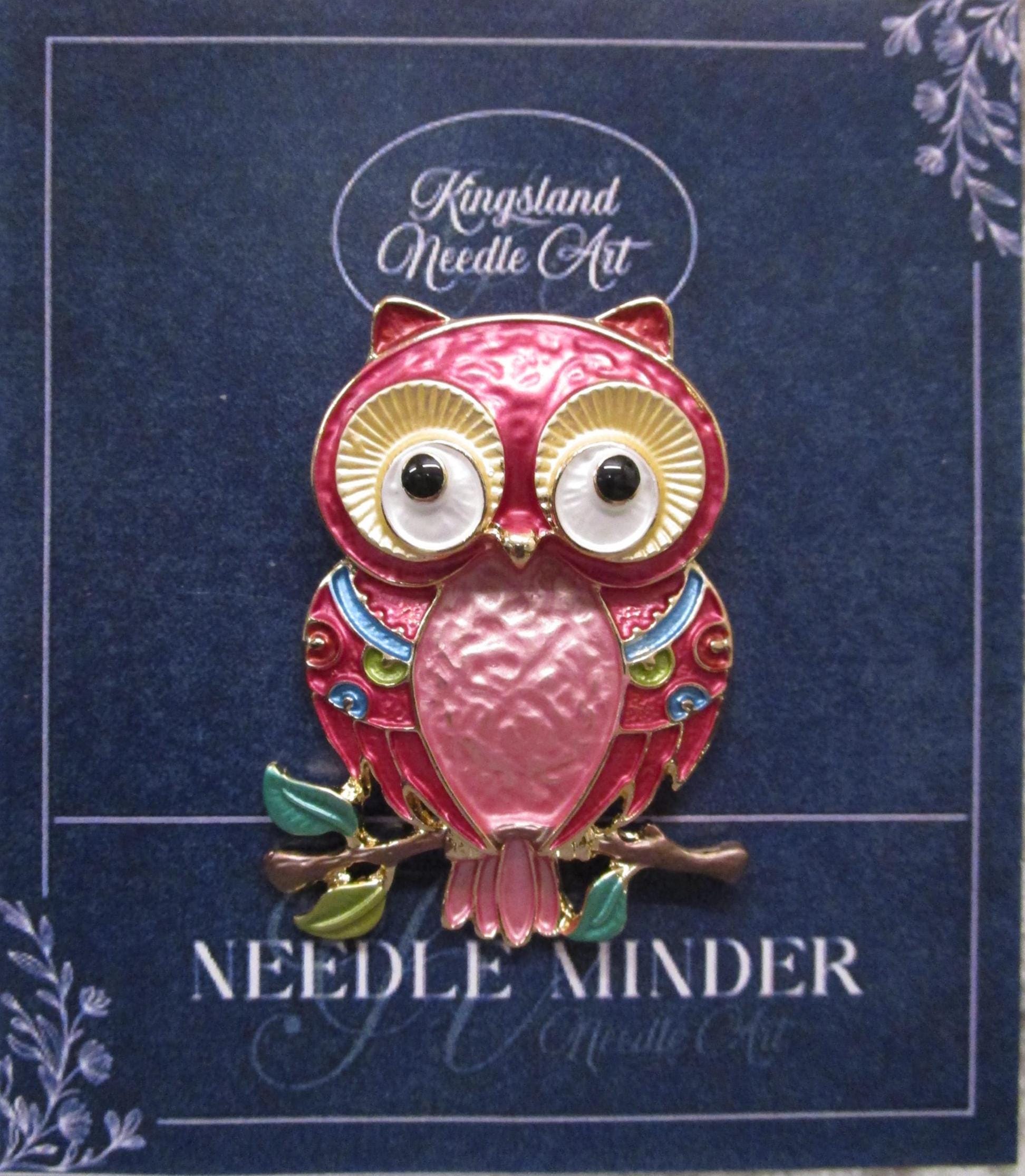 KINGSLAND NEEDLE MINDER ~ Colorful Enamel Owl Needle Minder, Needle Dock, Needle Nanny, Magnet, Needle Garage, Needleminder