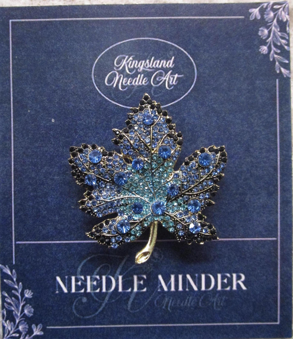 KINGSLAND NEEDLE MINDER ~ Maple Leaf Needle Minder, Needle Dock, Encrusted Rhinestones, Magnet, Needle Garage, Needleminder