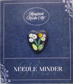 KINGSLAND NEEDLE MINDER ~ Millefiori Murano Glass ~ Dark Purple Bouquet Heart Transparent, Needle Dock, Needleminder