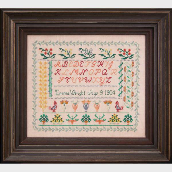Hands Across The Sea Samplers "Emma Wright 1904" Counted Cross Stitch Pattern, Reproduction English Sampler, Pattern Only