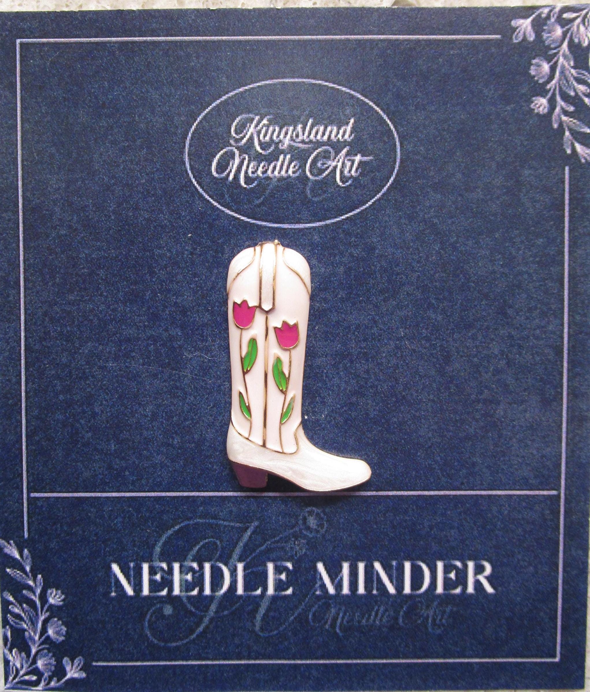 KINGSLAND NEEDLE MINDER ~ Pink Cowboy Boot Needle Minder, Needle Dock, Canvas Magnet, Needle Garage, Needleminder