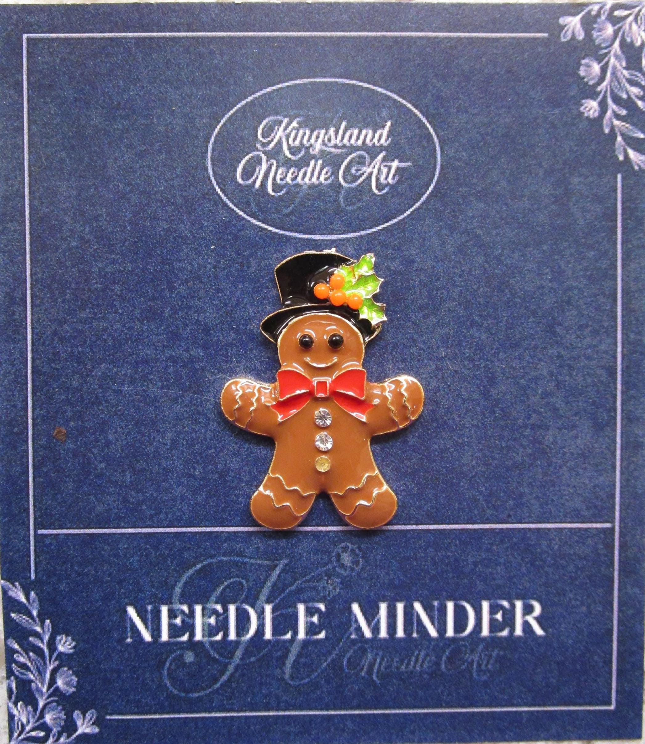 KINGSLAND NEEDLE MINDER ~ Gingerbread Man Needle Minder, Needle Dock, Enamel, Magnet, Needle Garage, Needleminder