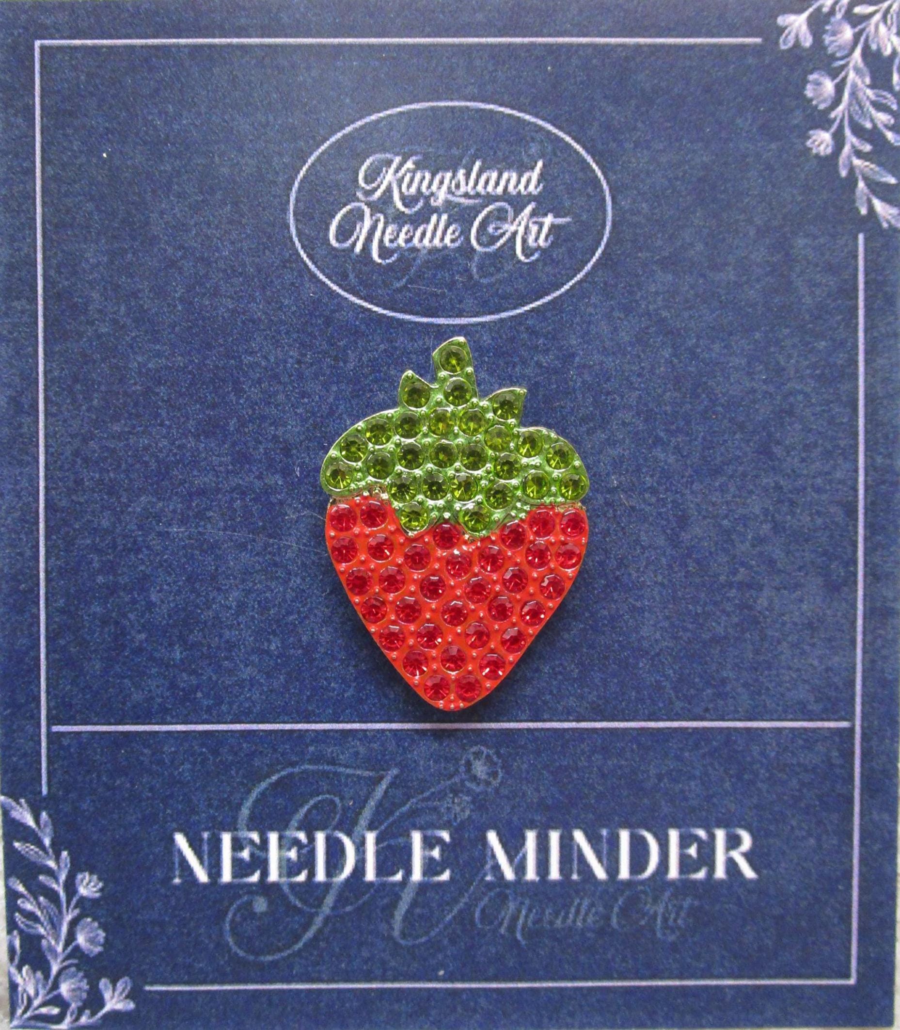 KINGSLAND NEEDLE MINDER ~ Strawberry Needle Minder, Needle Dock, Enamel, Magnet, Rhinestone, Needle Garage, Needleminder