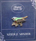 KINGSLAND NEEDLE MINDER ~ Blue/Green Bird Needle Minder, Needle Dock, Sparkling Rhinestones, Enamel, Magnet, Needle Garage, Needleminder