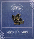 KINGSLAND NEEDLE MINDER ~ Black Cat on Broom Needle Minder, Needle Dock, Enamel, Magnet, Needle Garage, Needleminder