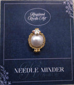 KINGSLAND NEEDLE MINDER ~ Pearl Goat Needle Minder, Needle Dock, Swarovski Crystal, Enamel, Magnet, Needle Garage, Needleminder