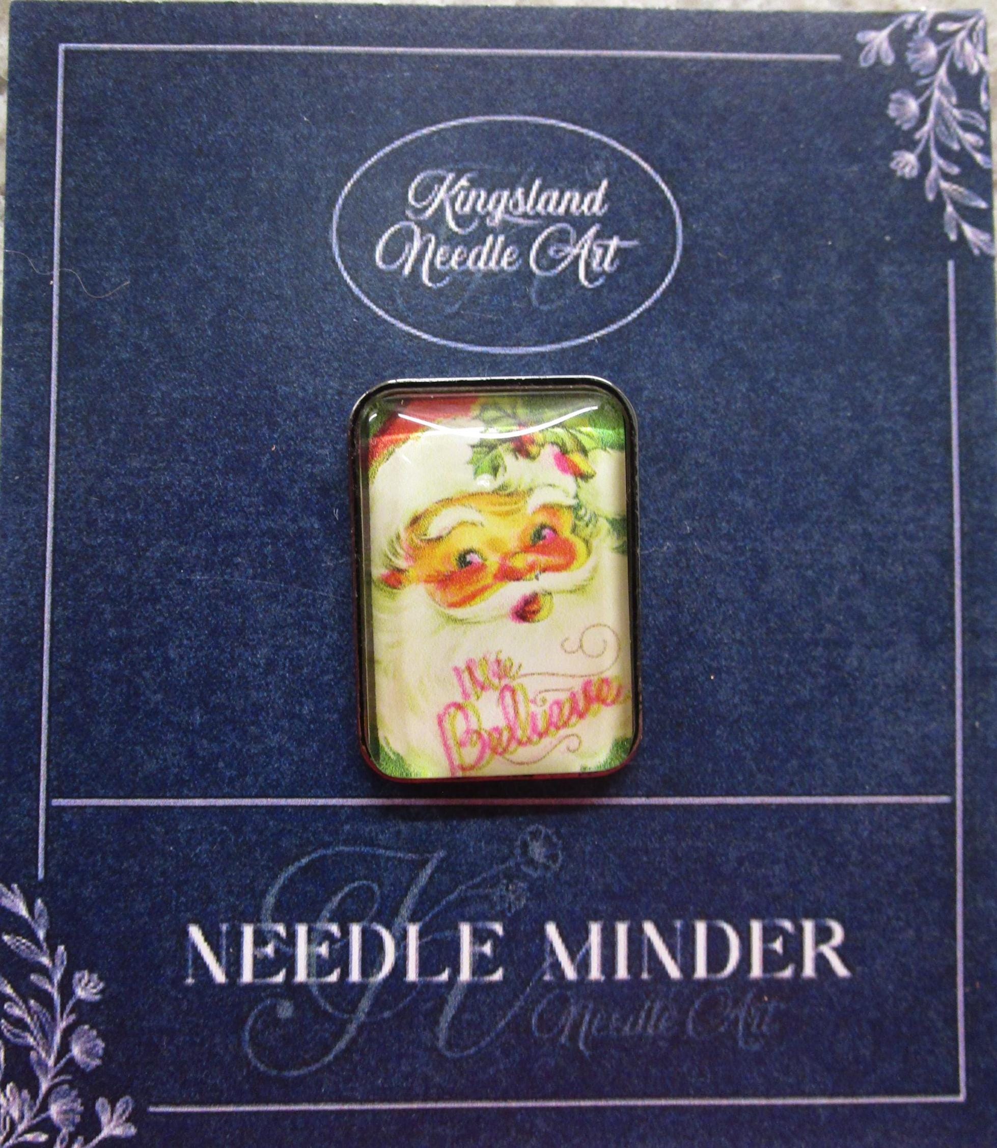 KINGSLAND NEEDLE MINDER ~ Santa We Believe Needle Minder, Needle Dock, Enamel, Magnet, Needle Garage, Needleminder