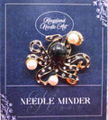 KINGSLAND NEEDLE MINDER ~ Black Pearl Octopus Needle Minder, Needle Dock, Swarovski Crystal Enamel Magnet, Needle Garage, Needleminder