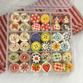 Decorative Buttons ~ A Box of 108pcs. Handmade Wooden Buttons ~ Approx. Size 0.59", Gift Button Box