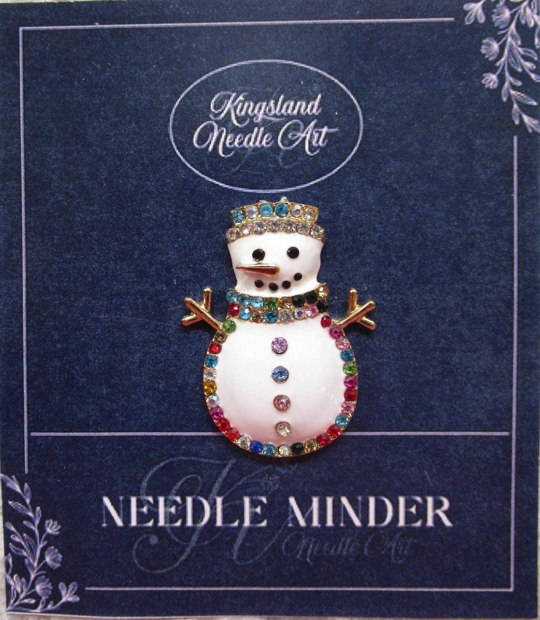 KINGSLAND NEEDLE MINDER ~ Snowman Needle Minder, Needle Dock, Swarovski Crystal Enamel Magnet, Needle Garage, Needleminder