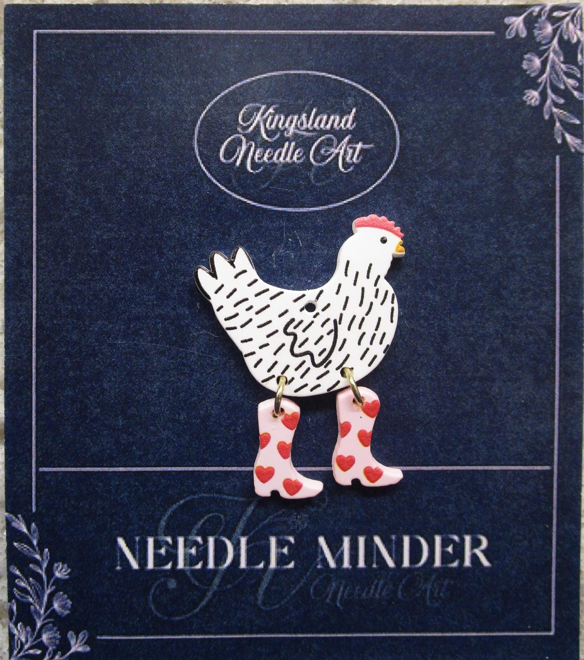 KINGSLAND NEEDLE MINDER ~ Rooster / Chicken with Cowboy Boots Needle Minder, Needle Dock, Needle Nanny, Resin, Magnet, Needle Garage