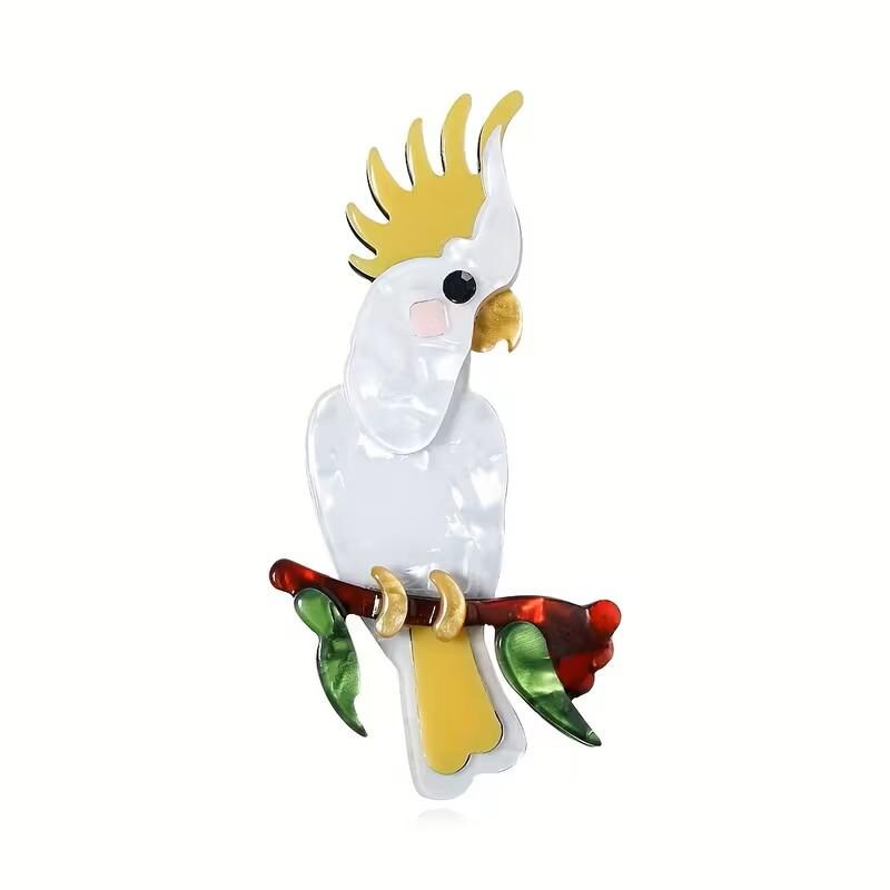 KINGSLAND NEEDLE MINDER ~ White & Yellow Cockatoo Bird Acrylic Needle Minder, Needle Dock, Multi-Dimensional, Magnet, Needleminder