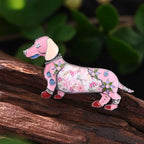 KINGSLAND NEEDLE MINDER ~ Pink Dog Dachshund Needle Minder, Needle Dock, Enamel, Magnet, Needle Garage, Needleminder