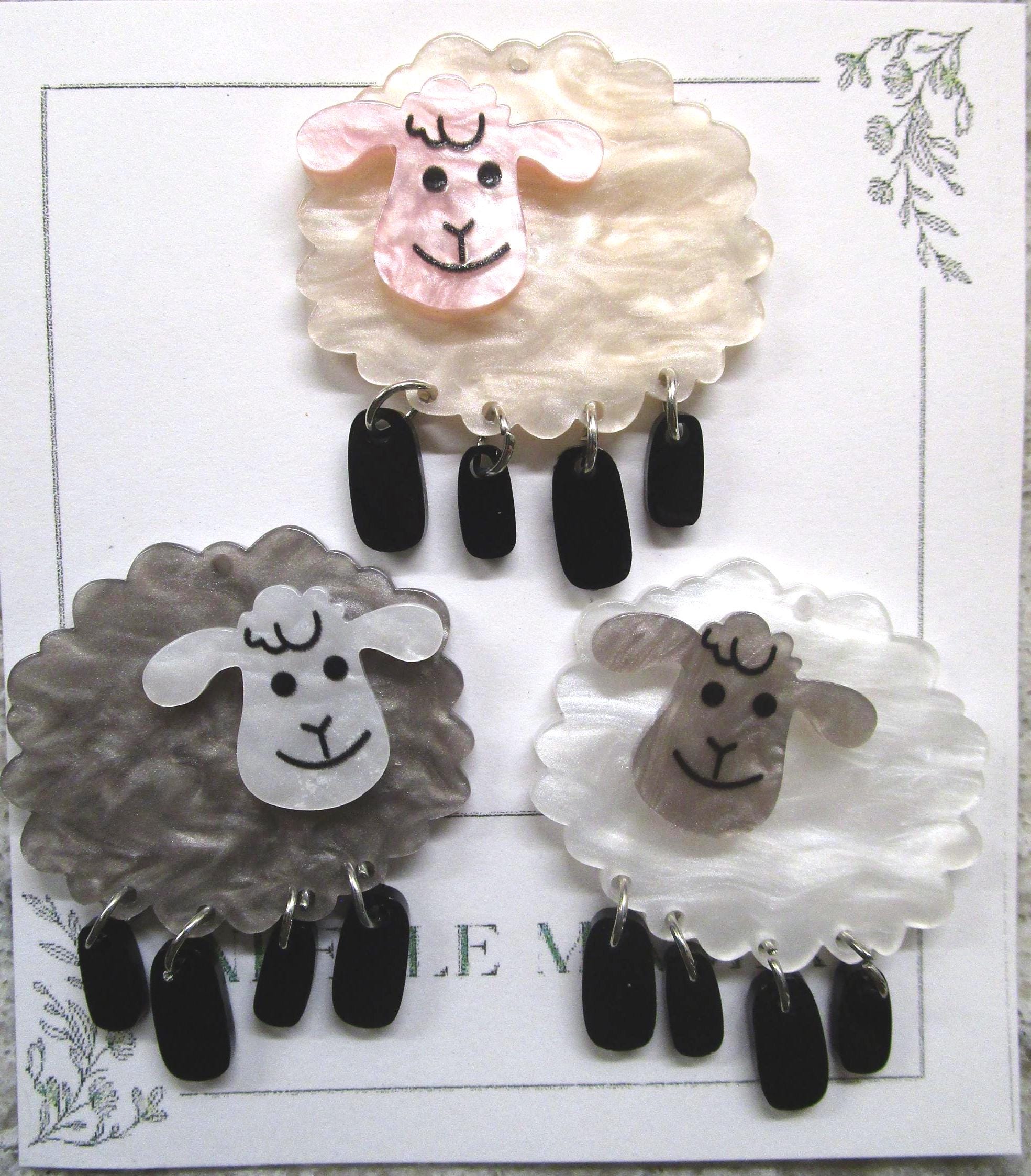KINGSLAND NEEDLE MINDER ~ Acrylic Sheep Needle Minder, Needle Dock, Needle Nanny, Pink, Gray or White, Magnet, Needle Garage, Needleminder