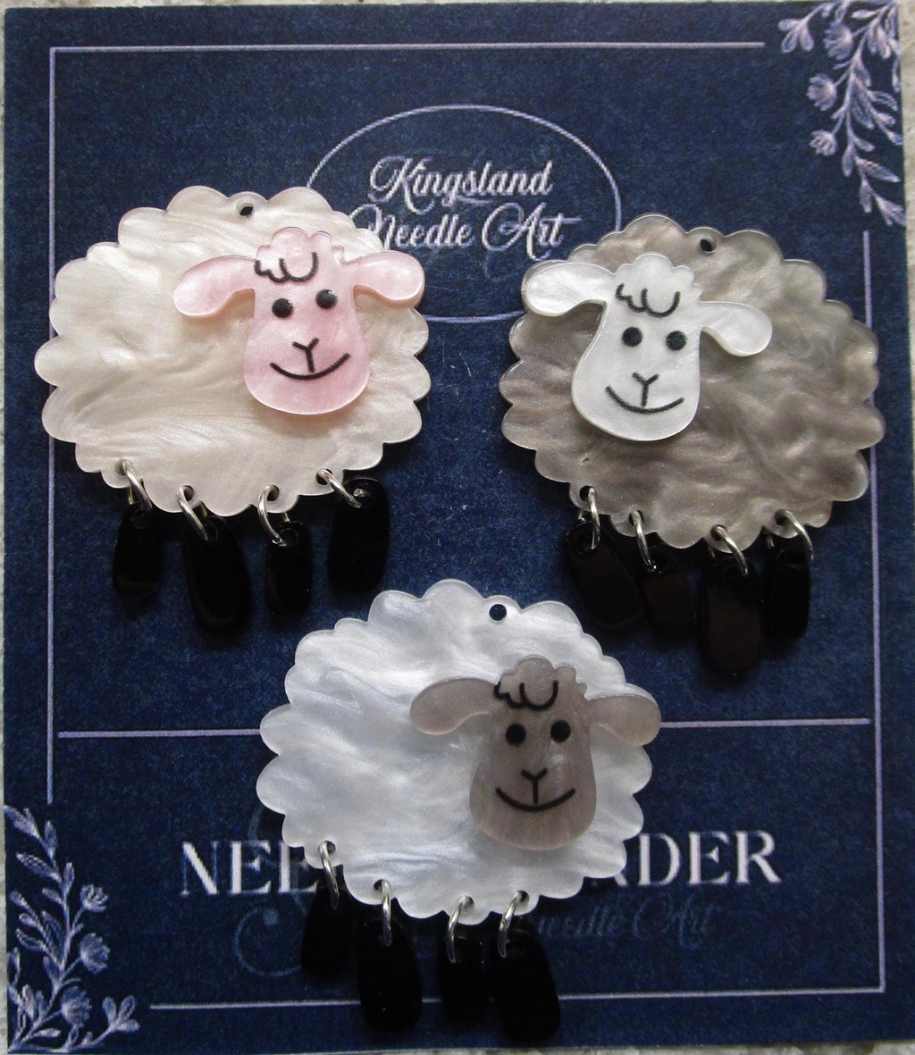 KINGSLAND NEEDLE MINDER ~ Acrylic Sheep Needle Minder, Needle Dock, Needle Nanny, Pink, Gray or White, Magnet, Needle Garage, Needleminder