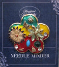 KINGSLAND NEEDLE MINDER ~ Floral & Butterfly Needle Minder, Needle Dock, Enamel, Magnet, Needle Garage, Needleminder