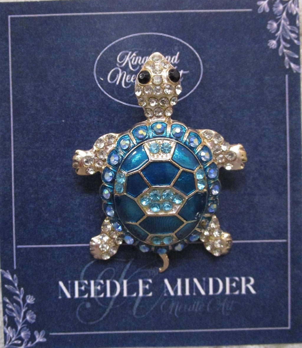 KINGSLAND NEEDLE MINDER ~ Blue & Aqua Sea Turtle Needle Minder, Needle Dock, Needle Nanny, Canvas Magnet, Needle Garage, Needleminder