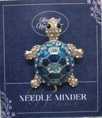 KINGSLAND NEEDLE MINDER ~ Blue & Aqua Sea Turtle Needle Minder, Needle Dock, Needle Nanny, Canvas Magnet, Needle Garage, Needleminder