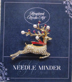 KINGSLAND NEEDLE MINDER ~ Christmas Reindeer Needle Minder, Needle Dock, Needle Nanny, Canvas Magnet, Needle Garage, Needleminder