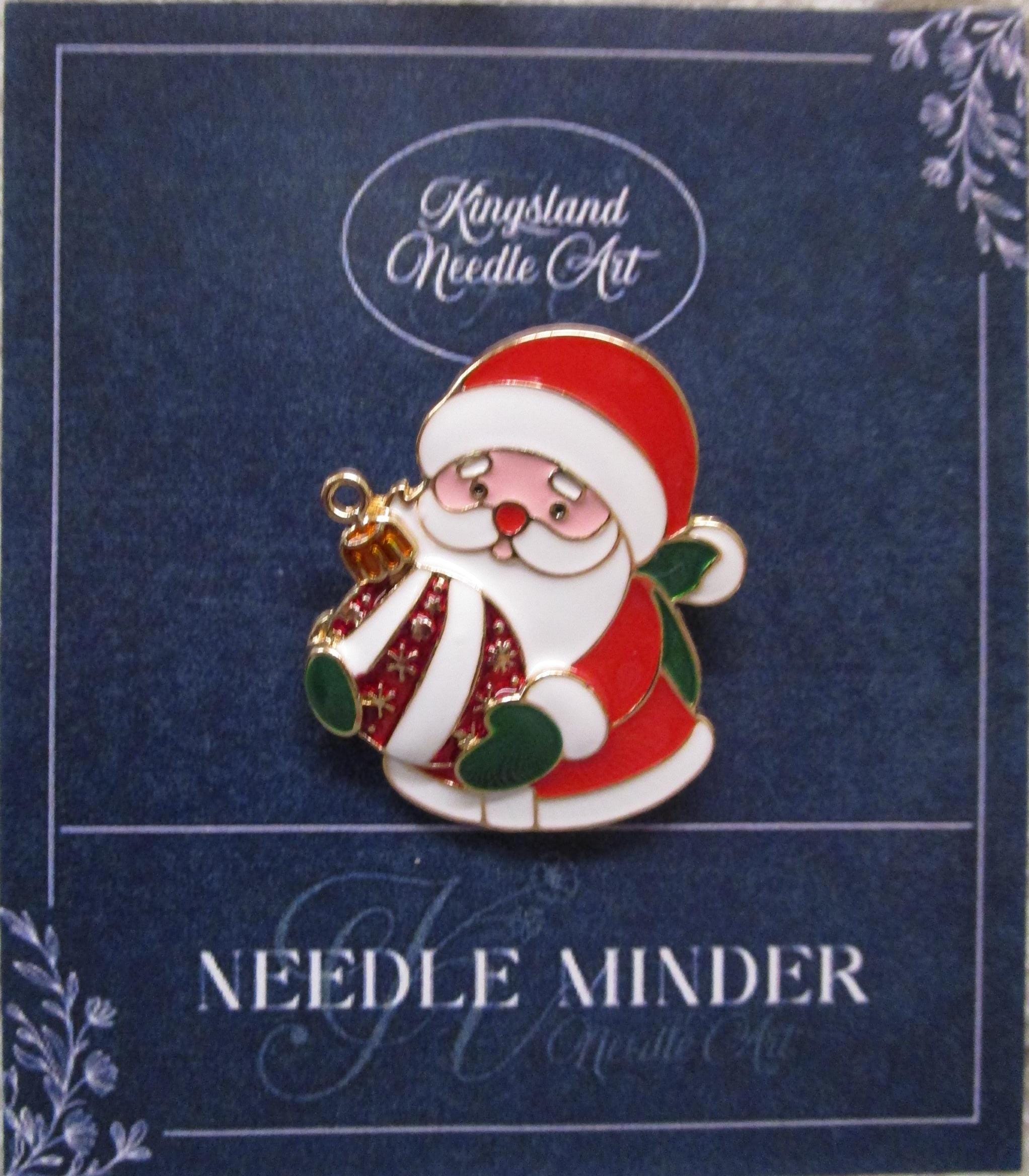 KINGSLAND NEEDLE MINDER ~ Santa and Christmas Ornament Needle Minder, Needle Dock, Enamel Magnet Needle Garage, Needleminder