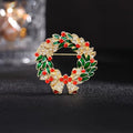 BROOCH ~ Christmas Wreath Brooch ~ Gold Tone & Rhinestones ~ Jewelry, Holidays, Great Gift Idea, Pin