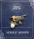 KINGSLAND NEEDLE MINDER ~ Black Cap Chickadee Bird Needle Minder, Needle Dock, Sparkling Rhinestones, Enamel, Magnet, Needleminder