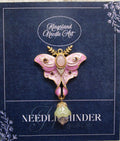 KINGSLAND NEEDLE MINDER ~ Pink Butterfly Moth Needle Minder, Needle Dock, Swarovski Crystal Enamel Magnet, Needle Garage, Needleminder