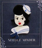 KINGSLAND NEEDLE MINDER ~ Navy Sailor Girl Acrylic Needle Minder, Needle Dock, Multi-Dimensional, Magnet, Needle Garage, Needleminder