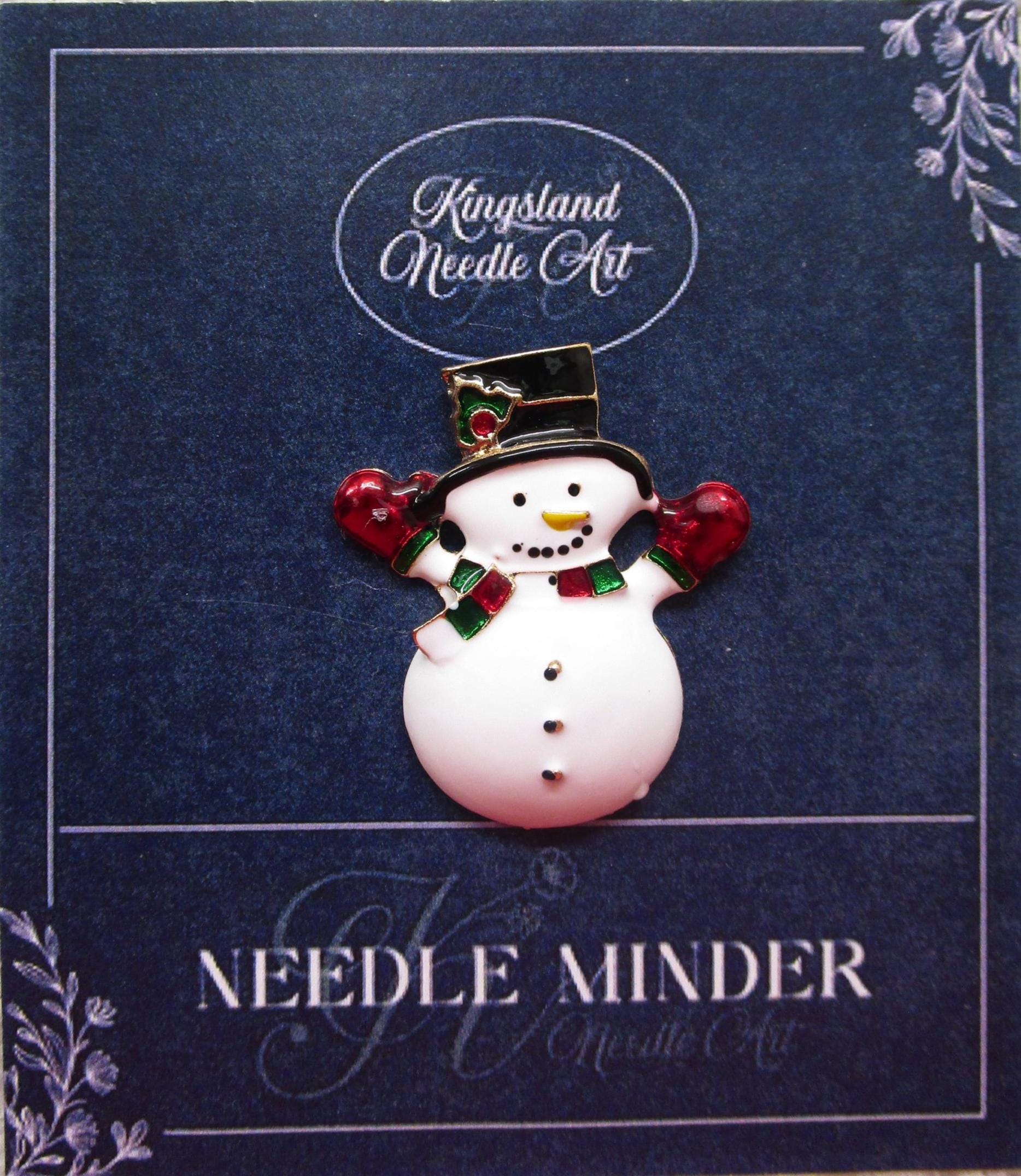 KINGSLAND NEEDLE MINDER ~ Black Hat Snowman Needle Minder, Needle Dock, Needle Nanny, Enamel Magnet, Needle Garage, Needleminder