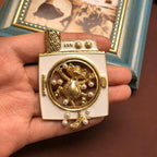 BROOCH ~ Vintage-Style Washing Machine w Cat Enamel & Faux Pearl Brooch ~ Gold Tone ~ Jewelry, Holidays, Great Gift Idea, Pin