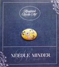 KINGSLAND NEEDLE MINDER ~ White Floral Enamel Needle Minder, Needle Dock, Canvas Magnet, Needle Garage, Needleminder