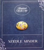 KINGSLAND NEEDLE MINDER ~ White Floral Enamel Needle Minder, Needle Dock, Canvas Magnet, Needle Garage, Needleminder