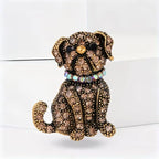 KINGSLAND NEEDLE MINDER ~ Bulldog Dog Needle Minder, Gold Tone, Needle Dock, Enamel and Rhinestone, Magnet Needle Garage, Needleminder