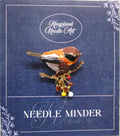 KINGSLAND NEEDLE MINDER ~ Brown Cap Chickadee Bird Needle Minder, Needle Dock, Sparkling Rhinestones, Enamel, Magnet, Needleminder