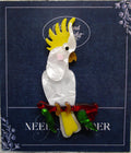 KINGSLAND NEEDLE MINDER ~ White & Yellow Cockatoo Bird Acrylic Needle Minder, Needle Dock, Multi-Dimensional, Magnet, Needleminder