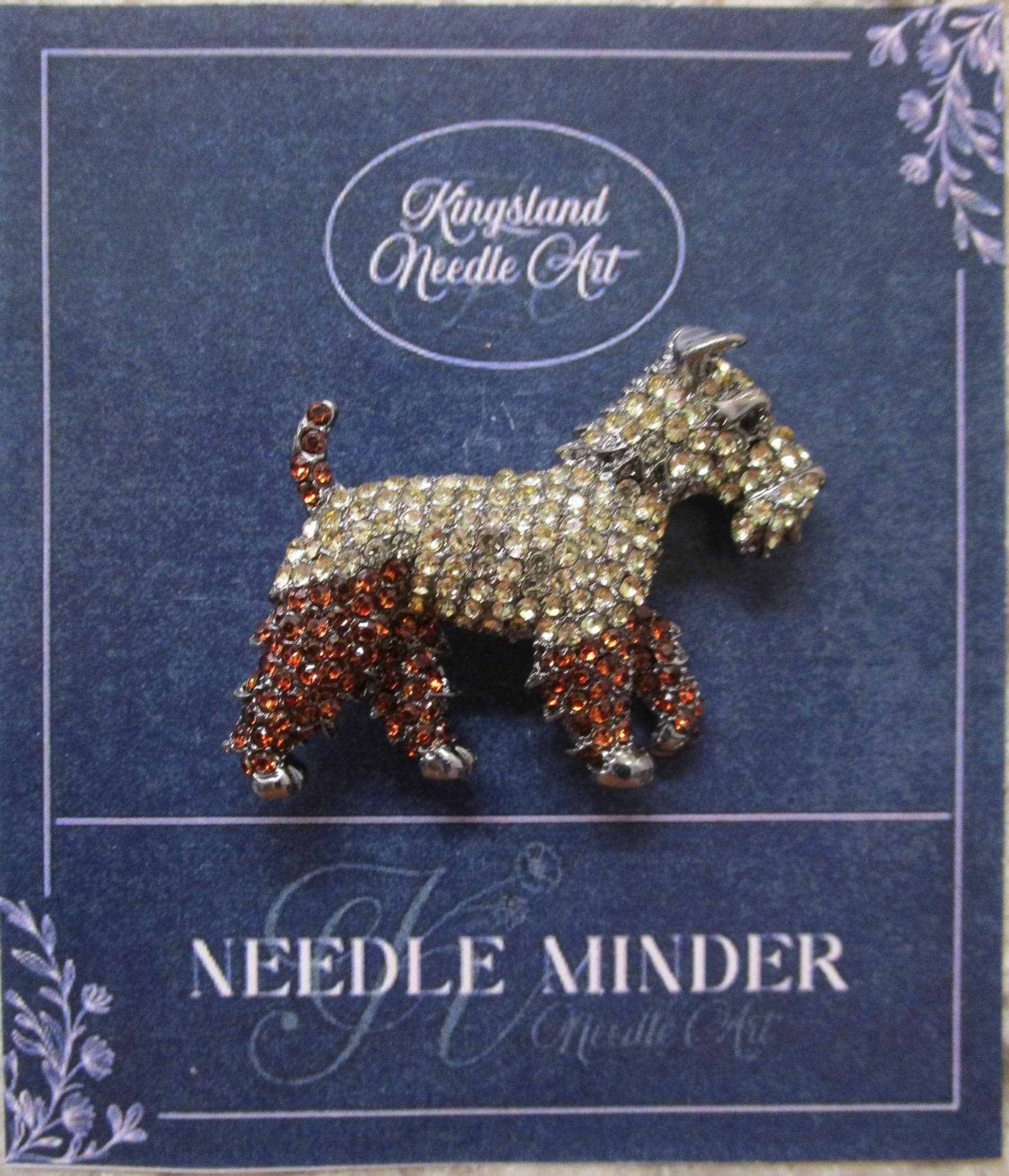 KINGSLAND NEEDLE MINDER ~ Fancy Schnauzer Dog Needle Minder, Needle Dock, Needle Nanny, Canvas Magnet, Needle Garage, Needleminder