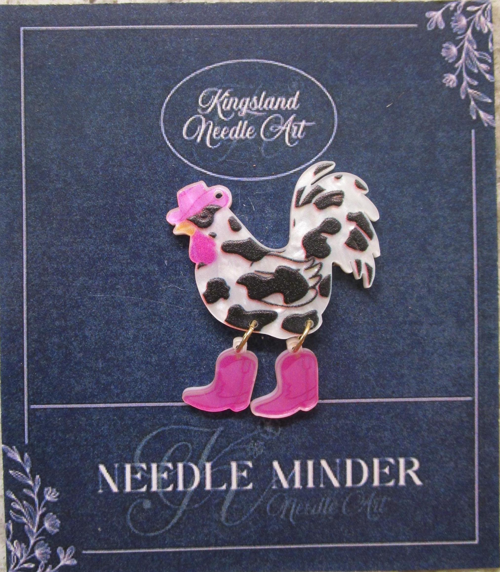 KINGSLAND NEEDLE MINDER ~ Rooster / Chicken with Boots Needle Minder, Needle Dock, Needle Nanny, Resin, Magnet, Needle Garage