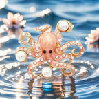 KINGSLAND NEEDLE MINDER ~ Pink Pearl Octopus Needle Minder, Needle Dock, Swarovski Crystal Enamel Magnet, Needle Garage, Needleminder