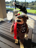 Leo Skiing Bear with Wooden Skis Plush Figure 28" ~ Christmas Decor