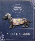 KINGSLAND NEEDLE MINDER ~ Gray Dachshund Dog Needle Minder, Needle Dock, Drip Oil Enamel, Magnet Needle Garage, Needleminder