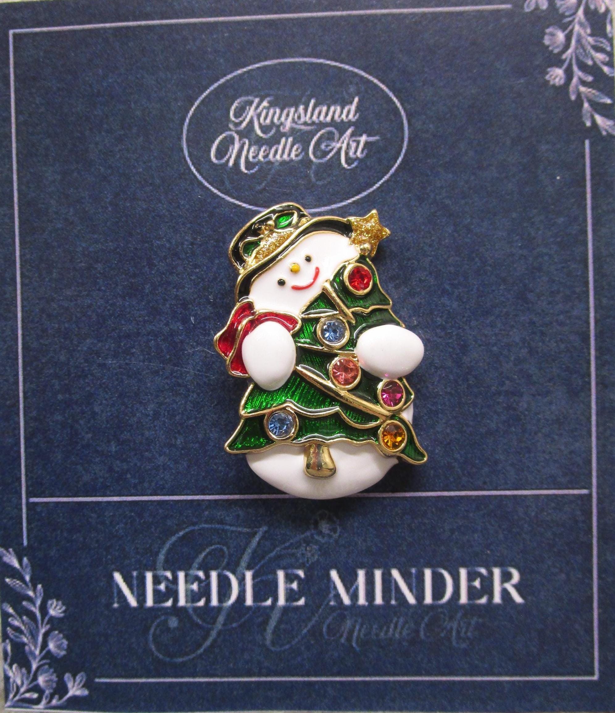 KINGSLAND NEEDLE MINDER ~ Snowman Needle Minder, Needle Dock, Swarovski Crystal, Enamel, Magnet, Needle Garage, Needle Dock
