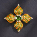 BROOCH ~ Green & Yellow Brooch ~ Gold Tone ~ Jewelry, Holidays, Great Gift Idea, Pin