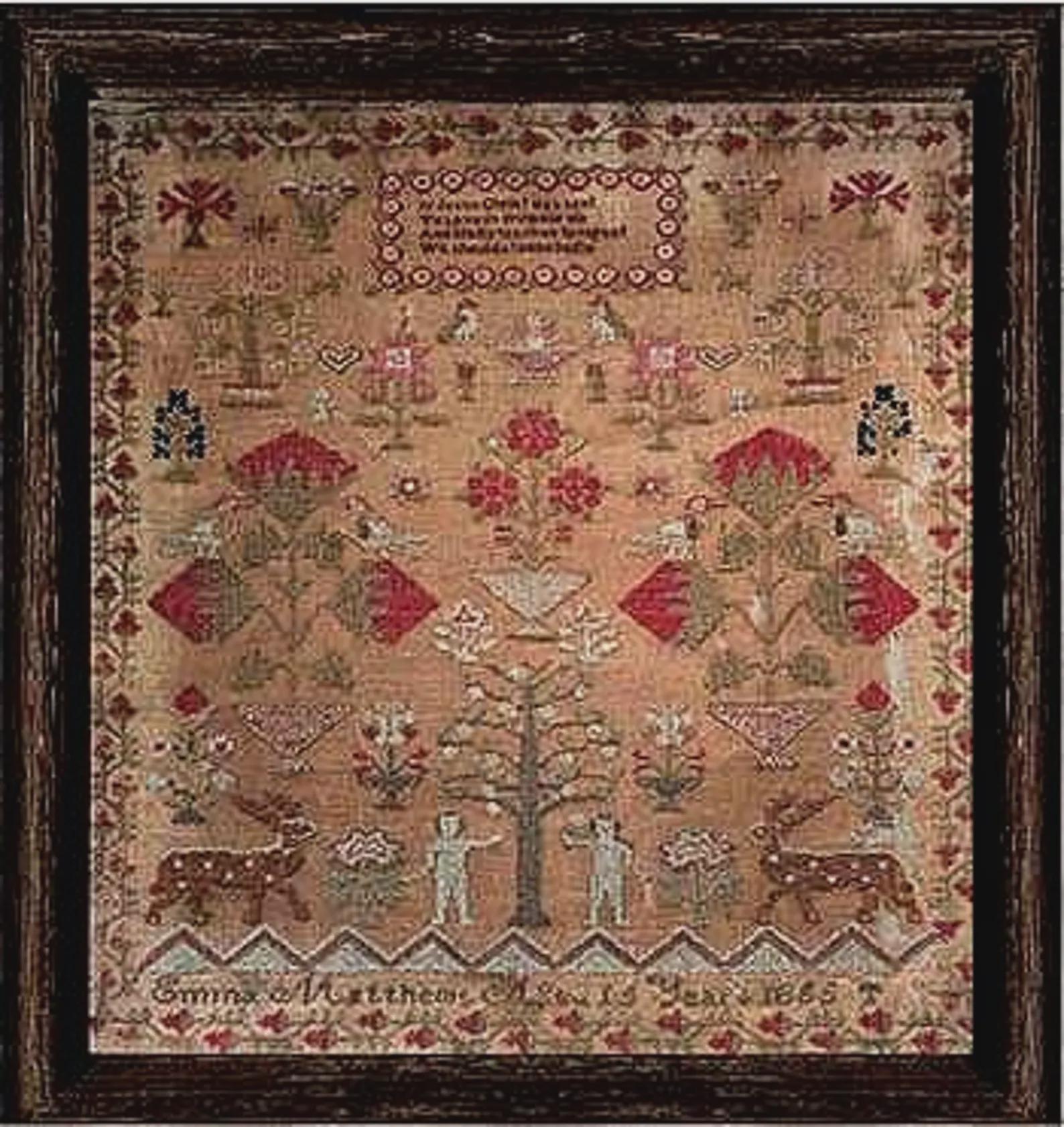 THE WISHING THORN "Emma Matthews Sampler 1855"  Counted Cross Stitch Pattern  Sampler, Chart, Pattern Only