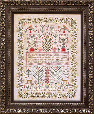 Hands Across The Sea Samplers "Barberry Butcher 1802" Counted Cross Stitch Pattern, Reproduction English Sampler, Pattern Only
