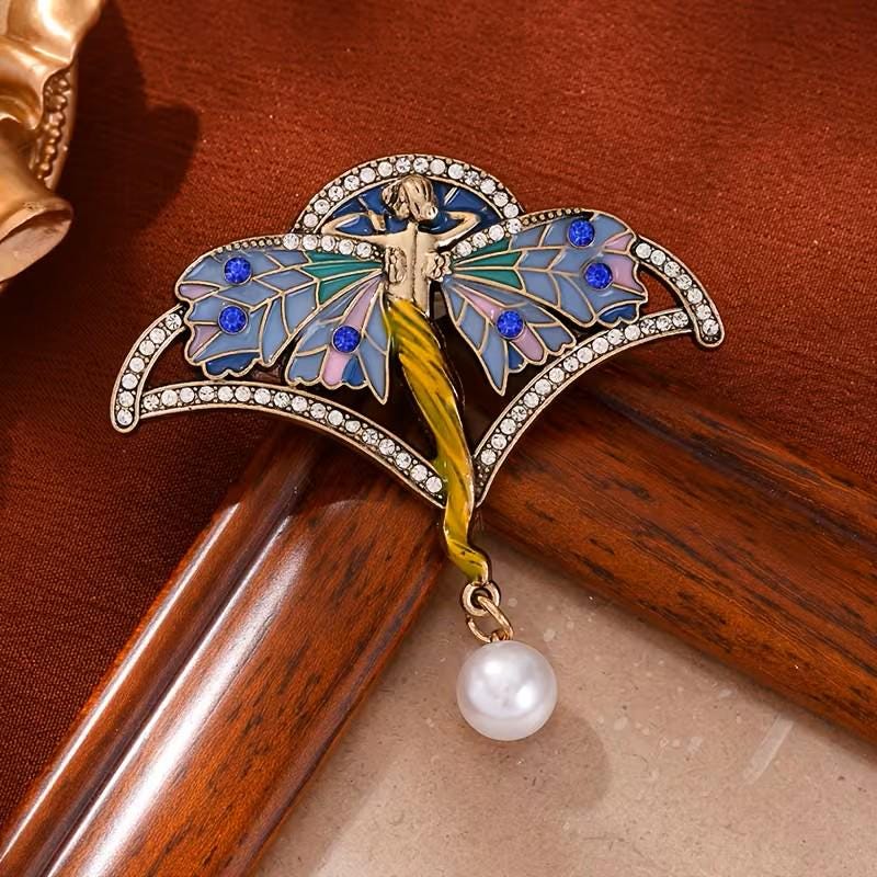 BROOCH ~ Beautiful  Cloisonné Fairy Brooch ~ Gold Tone ~ Jewelry, Holidays, Great Gift Idea, Pin
